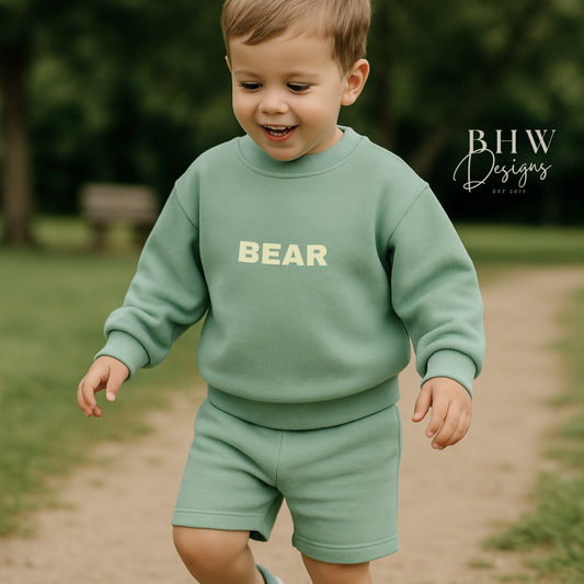 Personalised Sweatshirt and Short Jersey Set - Sage Green