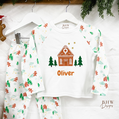 Personalised Gingerbread House Christmas Pyjamas