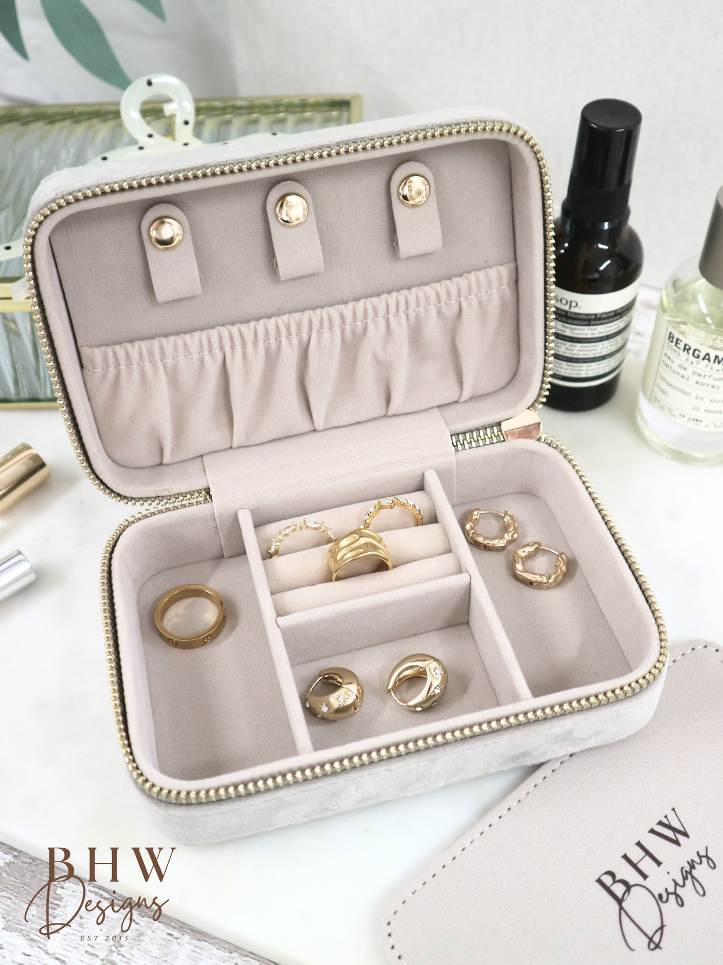 Personalised Velvet Jewellery Case - Moonstone