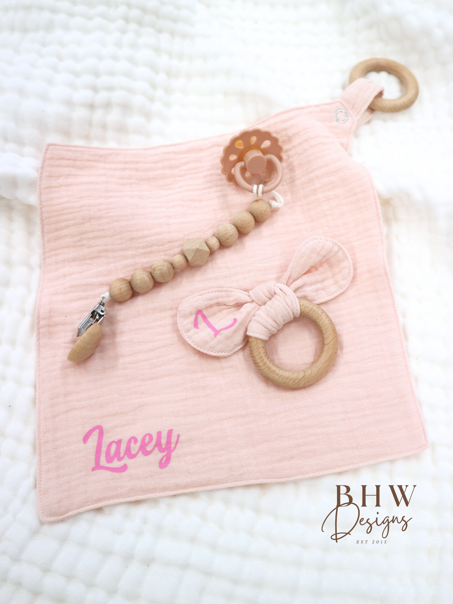 3 Piece Personalised Baby Set - Light Pink