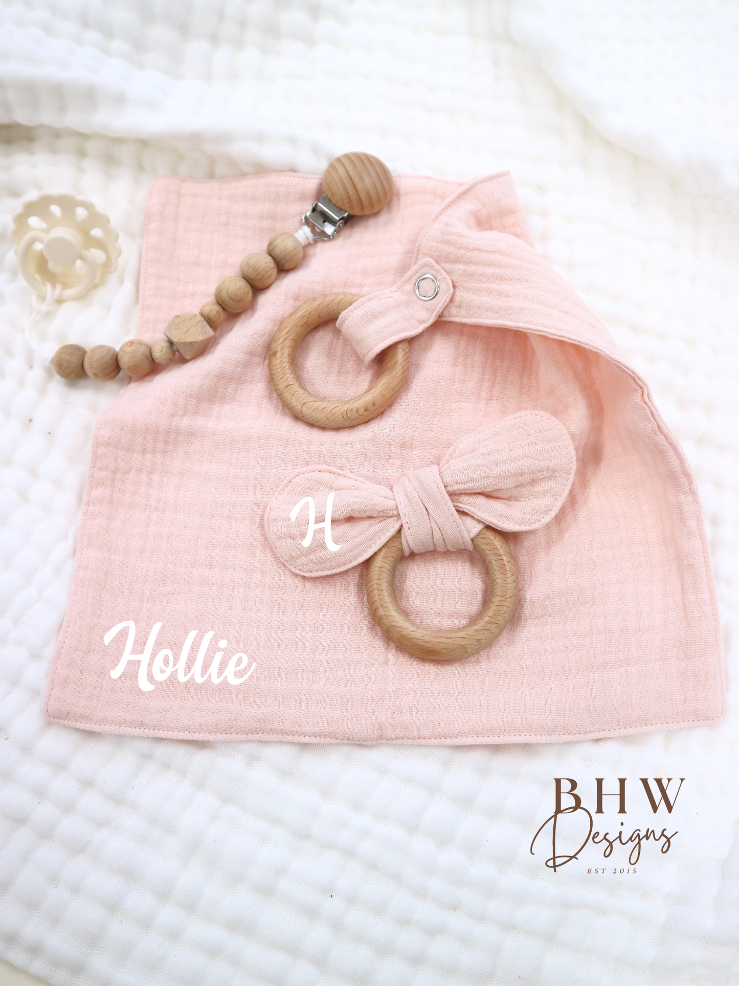 3 Piece Personalised Baby Set - Light Pink