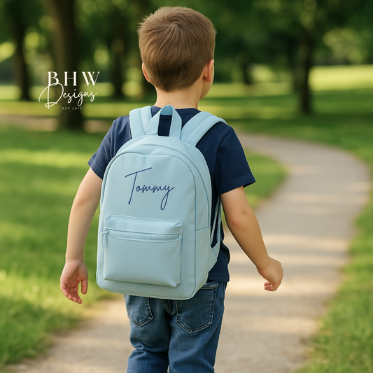 Personalised Kid's Mini Backpack - Baby Blue