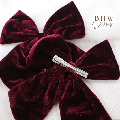 Large Burgundy Hair Bow
