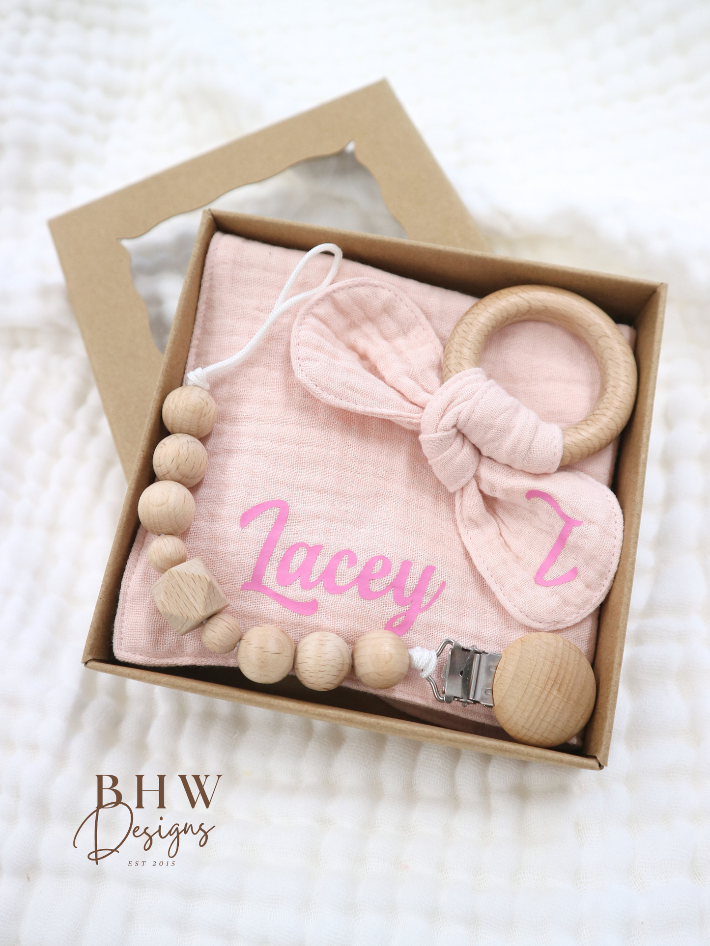3 Piece Personalised Baby Set - Light Pink