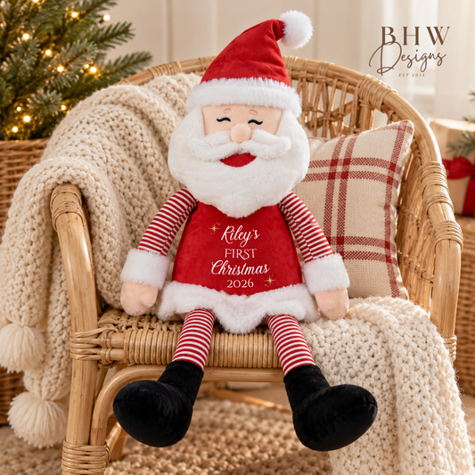 Personalised First Christmas Santa Soft Toy