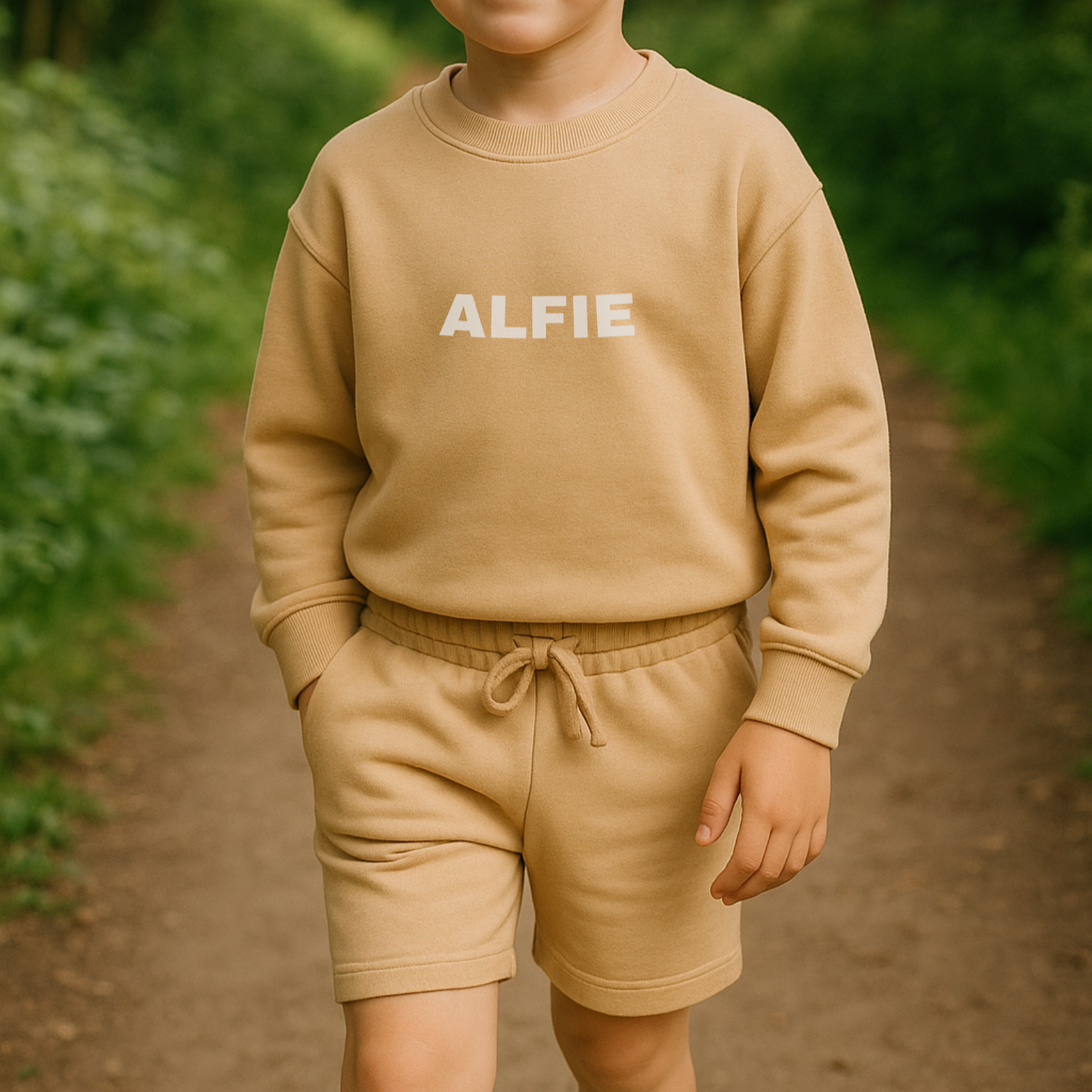 Personalised Sweatshirt and Short Jersey Set - Sand