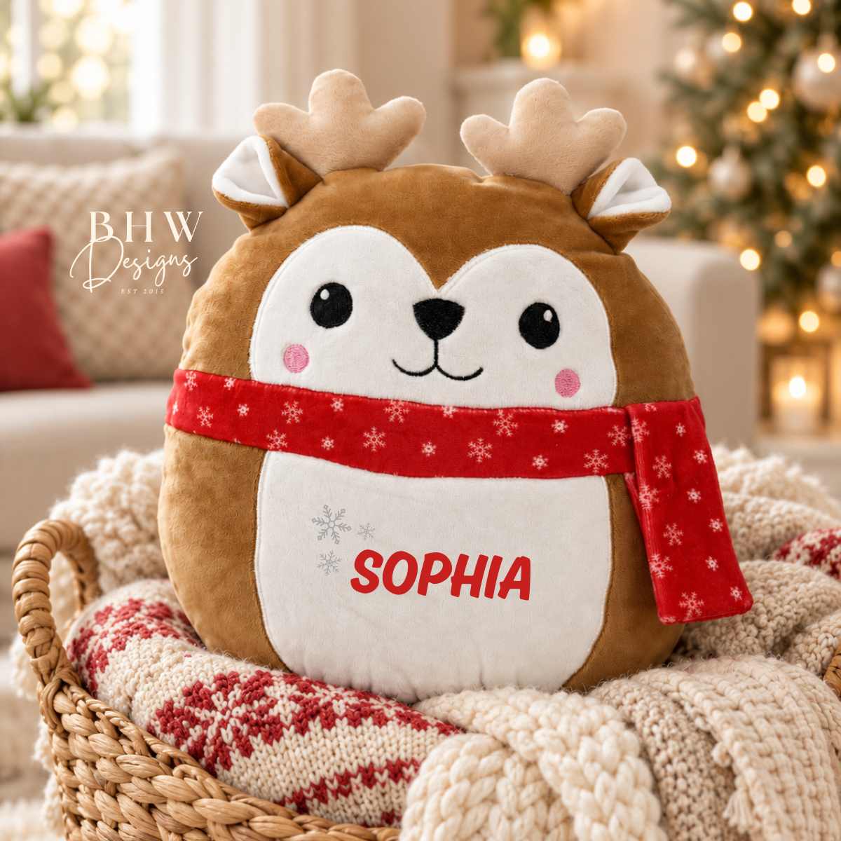 Personalised Reindeer Squishy Soft Toy