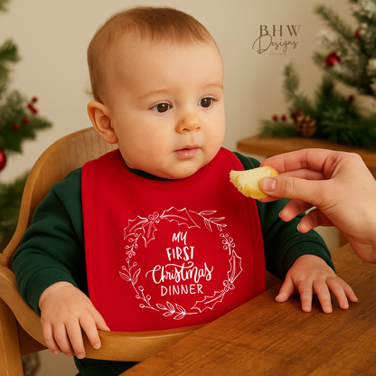 My First Christmas Dinner Red Bib