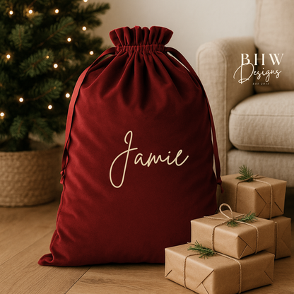 Velvet Gift Sack - Ruby Red