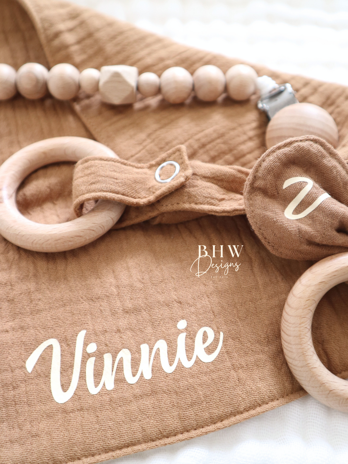 3 Piece Personalised Baby Set - Rust