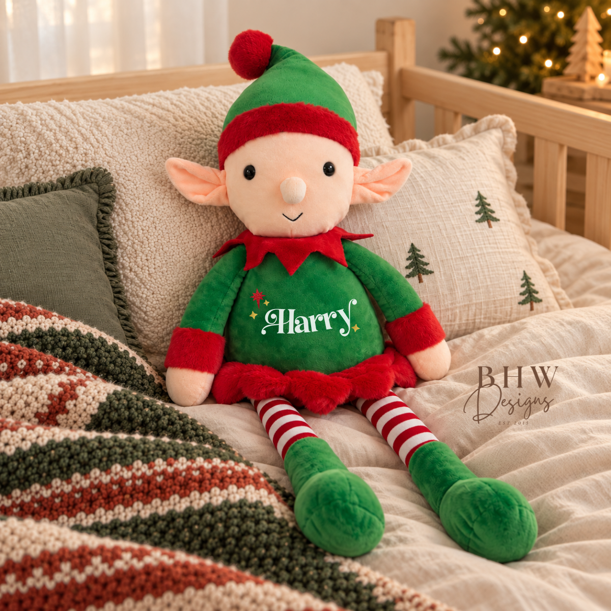 Personalised Name Elf Christmas Large Soft Toy