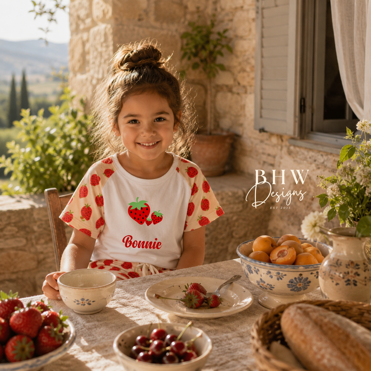 Personalised Strawberry Print Children's Short Pyjamas