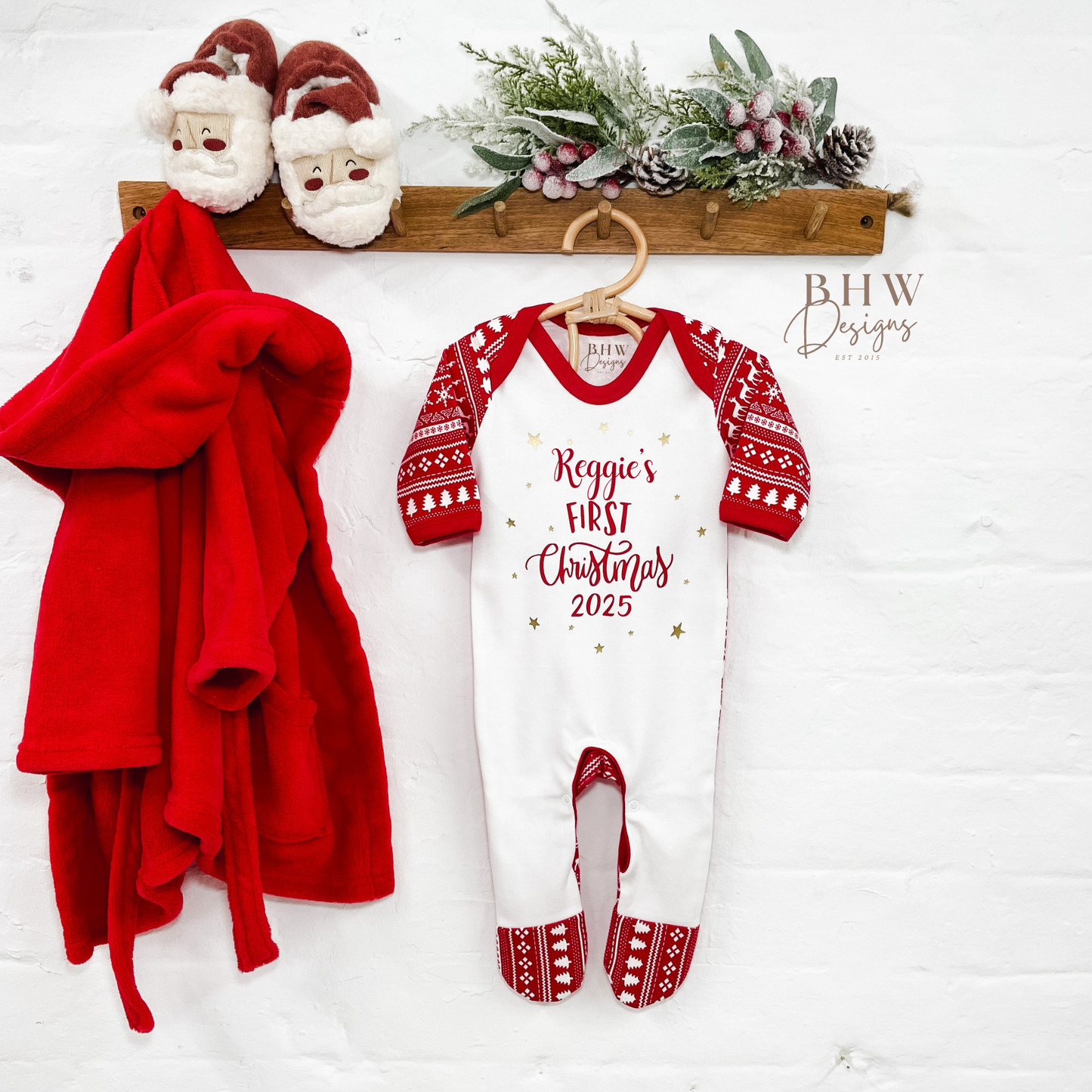 Personalised First Christmas Fair Isle Bodysuit