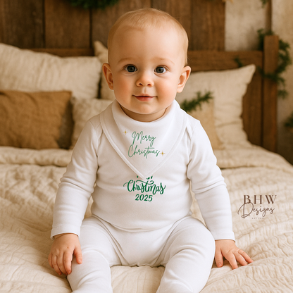 Merry Christmas white Bandana Bib