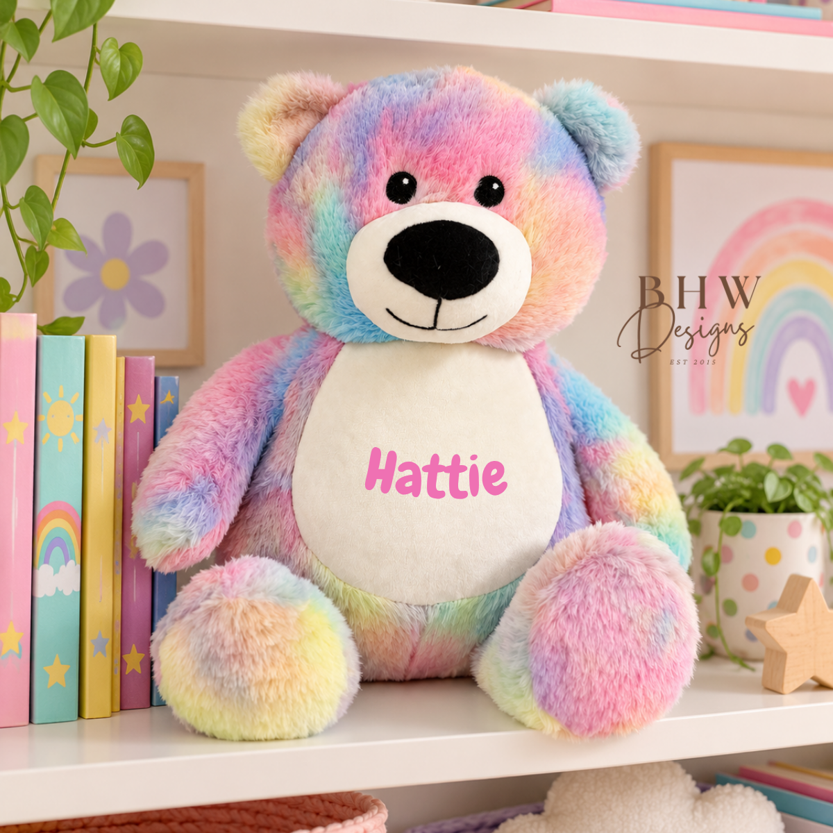 Personalised Pastel Rainbow Teddy Bear