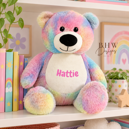 Personalised Pastel Rainbow Teddy Bear