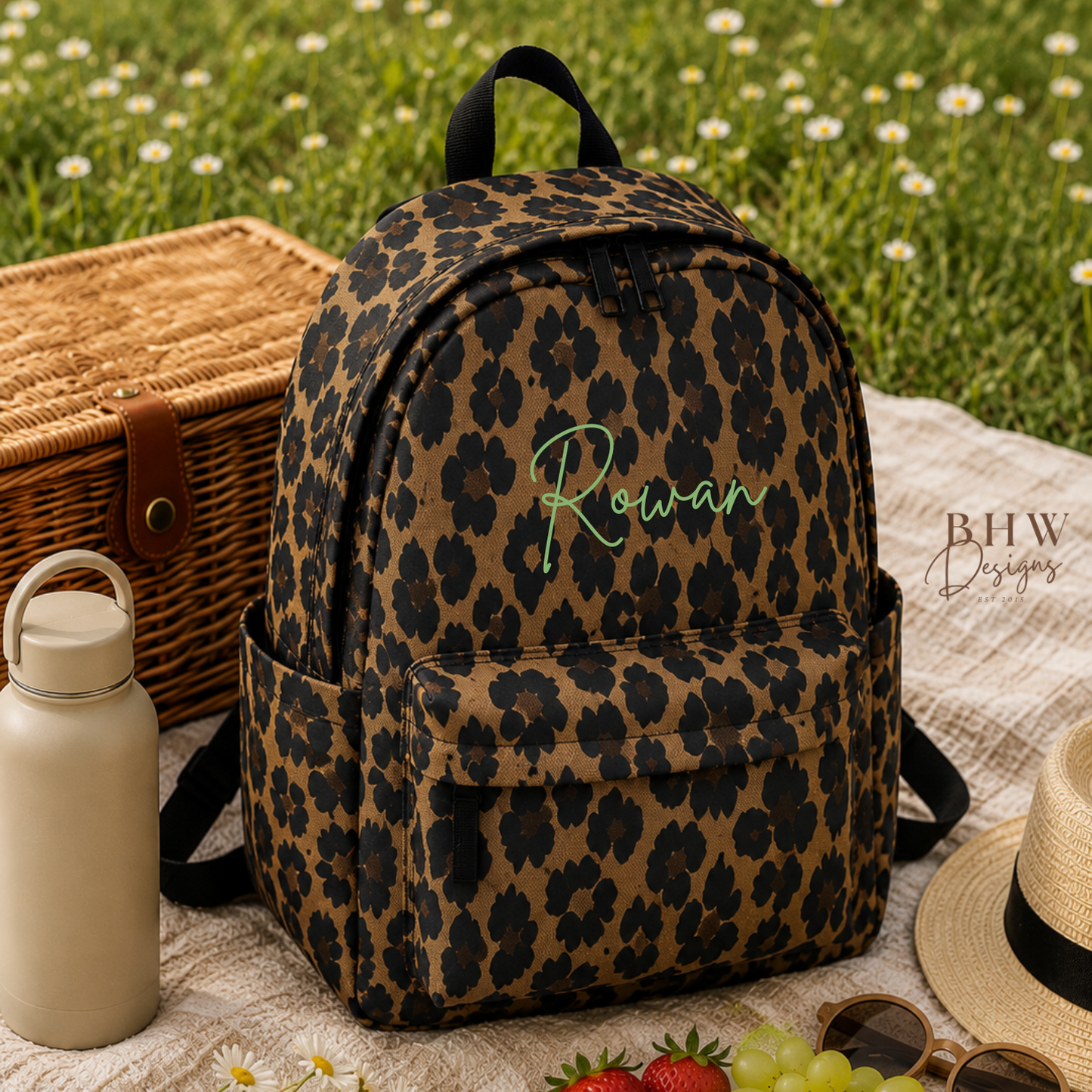 Personalised Leopard Print Kids Backpack