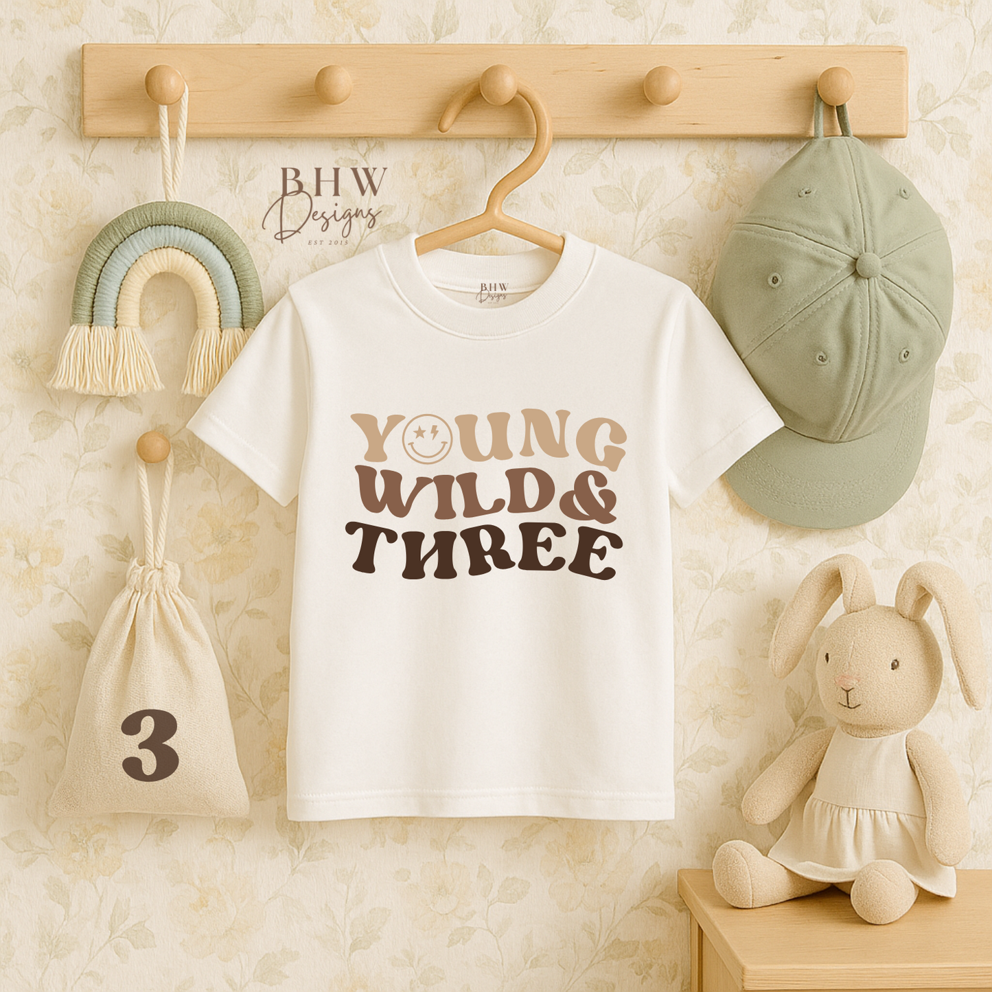 Young, Wild & Three Kid's Birthday T-shirt