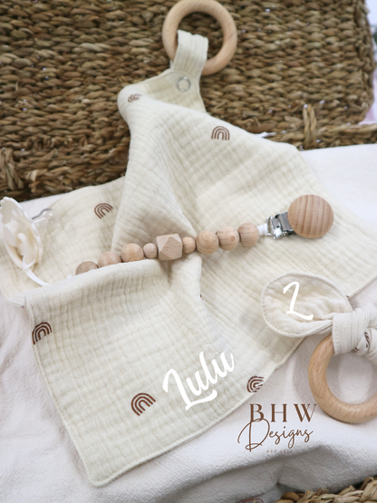 3 Piece Personalised Baby Set - Rainbow Print