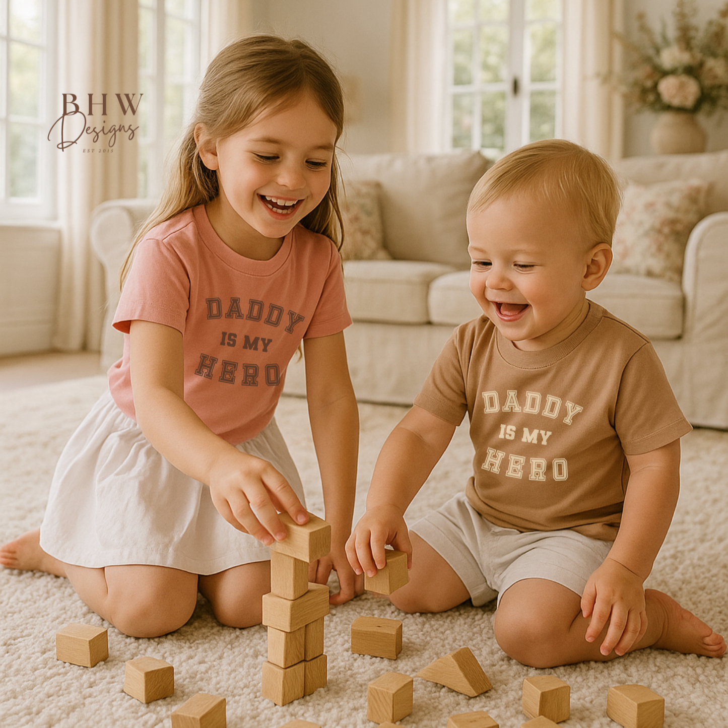 Daddy is my Hero T-shirt - Beige