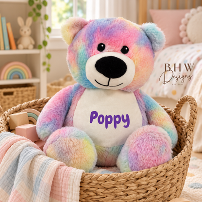 Personalised Pastel Rainbow Teddy Bear