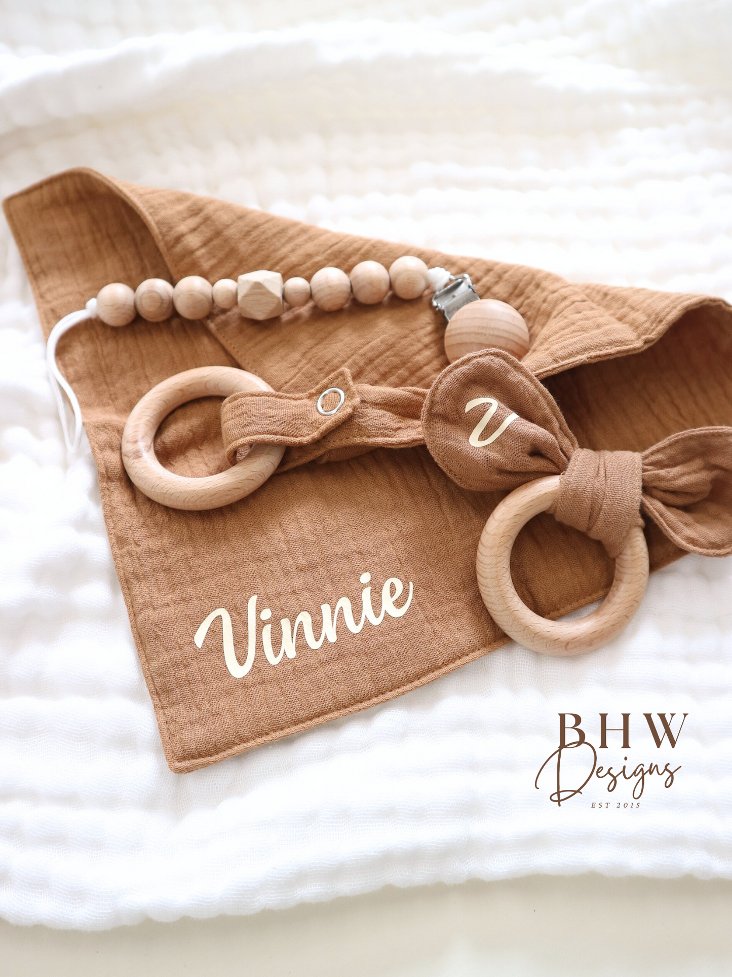 3 Piece Personalised Baby Set - Rust