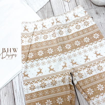 Personalised First Christmas Beige Fair Isle Pyjamas