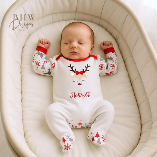 Personalised Baby Girl Reindeer Bodysuit