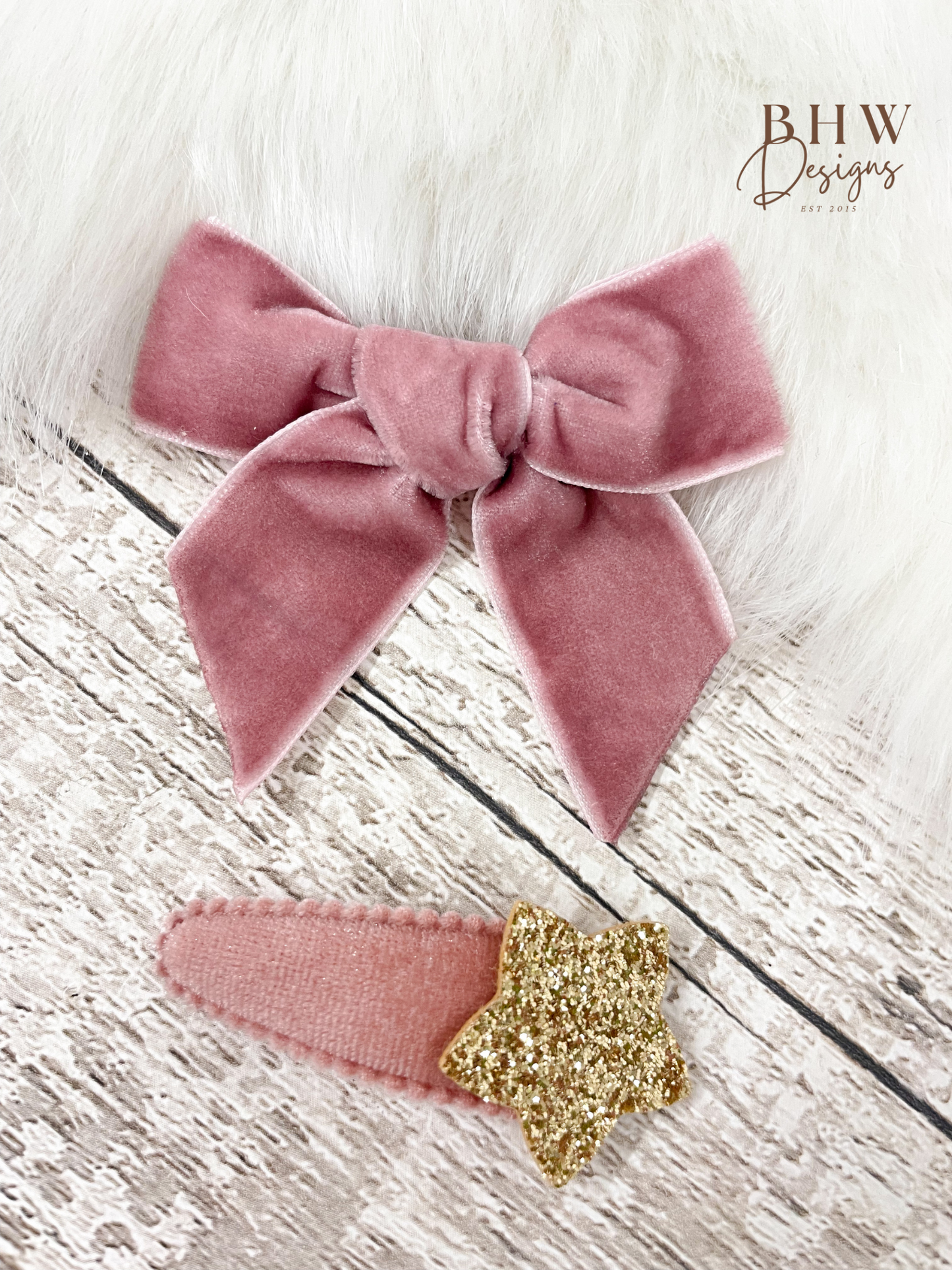 Pink Velvet Hair Bow Set