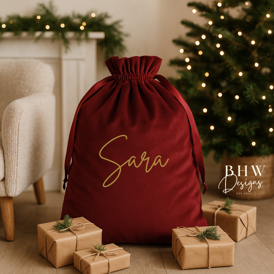 Velvet Gift Sack - Ruby Red