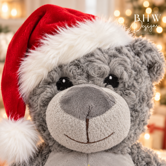 Personalised First Christmas Grey Teddy Bear