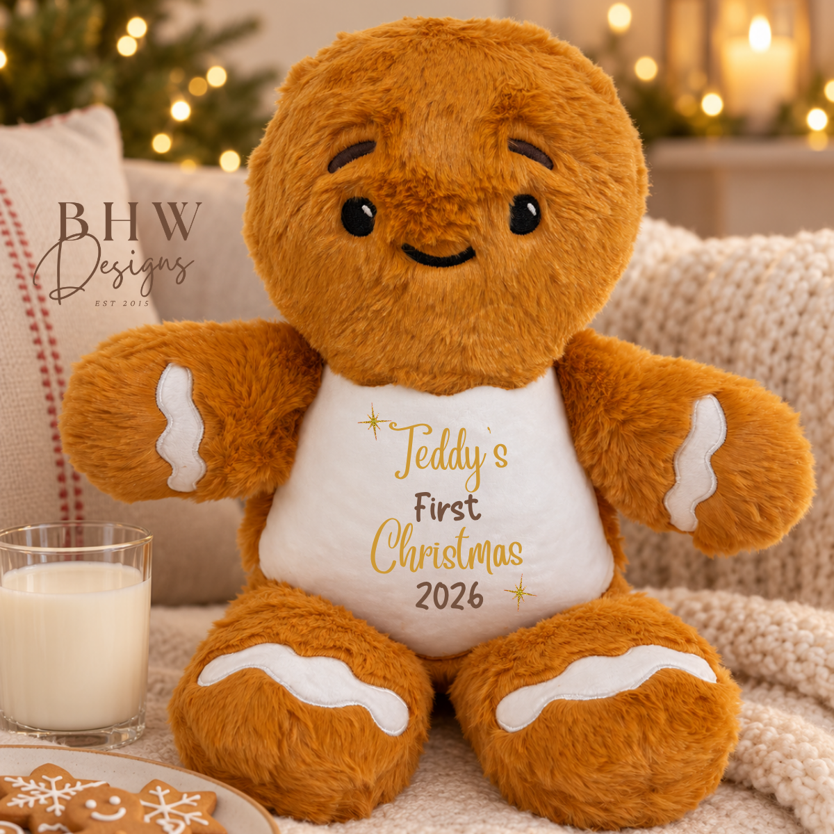 Personalised First Christmas Gingerbread man Soft Toy
