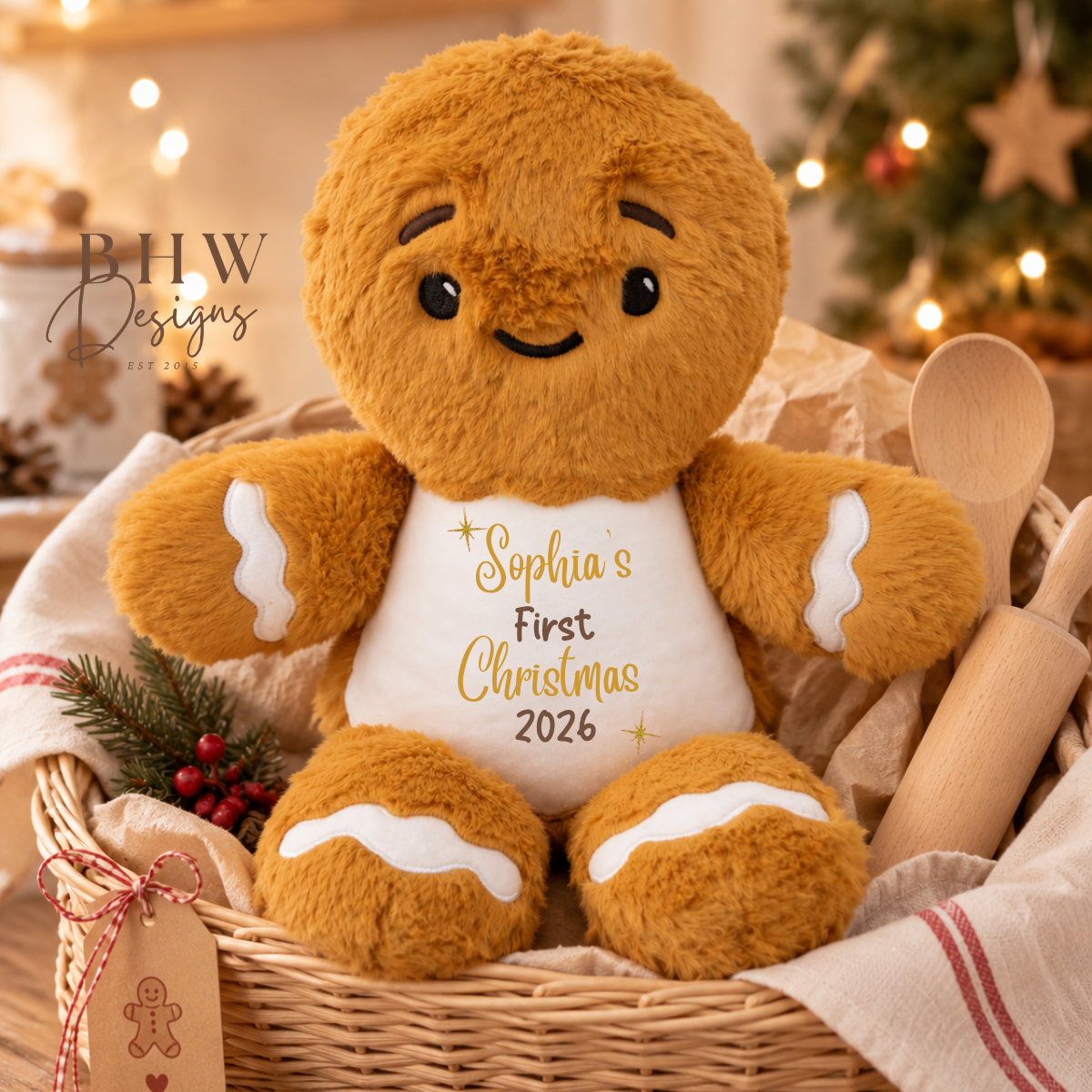 Personalised First Christmas Gingerbread man Soft Toy