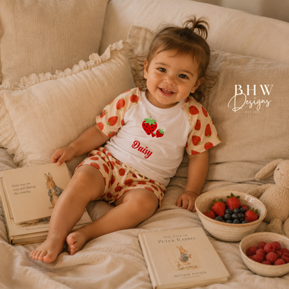 Personalised Strawberry Print Children's Short Pyjamas