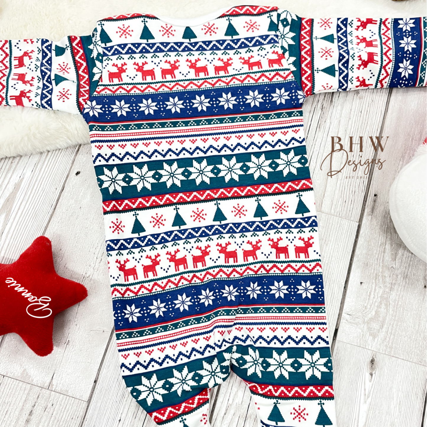 Personalised First Christmas Print Bodysuit