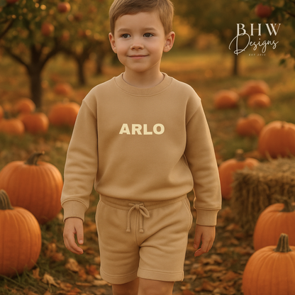 Personalised Sweatshirt and Short Jersey Set - Sand