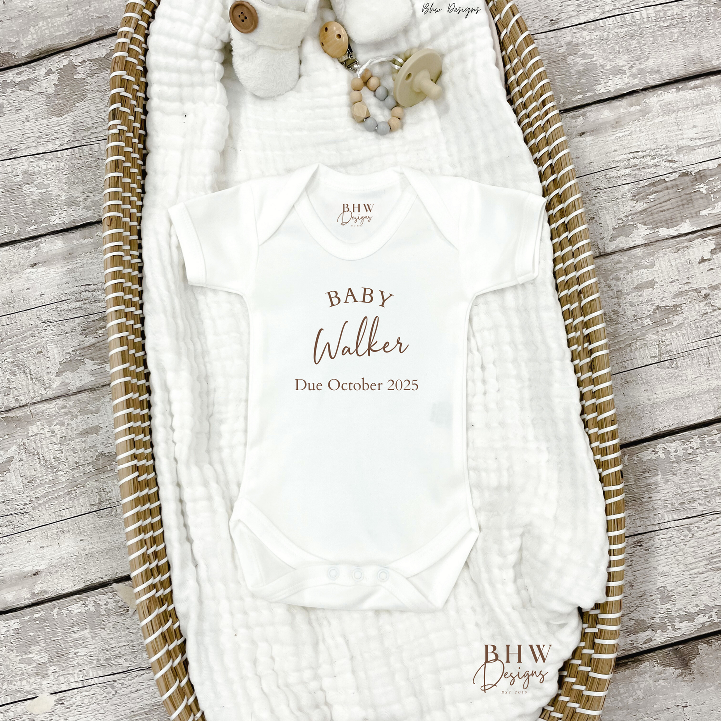 Personalised Baby Due Date Surname Bodysuit