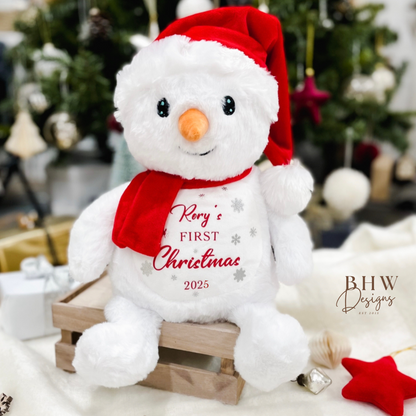 Personalised Snowman First Christmas Soft Toy