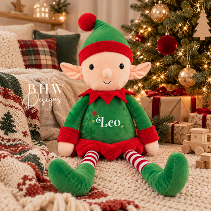 Personalised Name Elf Christmas Large Soft Toy