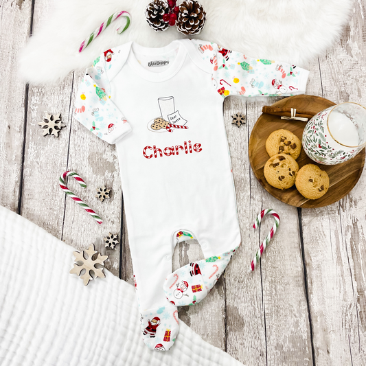 Baby Personalised Milk and Cookies Christmas Print Bodysuit