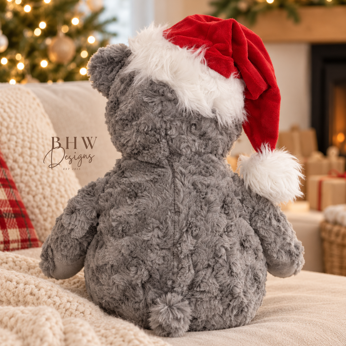 Personalised First Christmas Grey Teddy Bear
