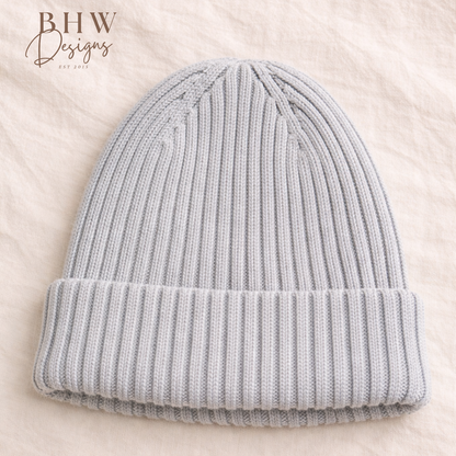 Organic Cotton Kids Beanie 3-7 years - Cloud Grey