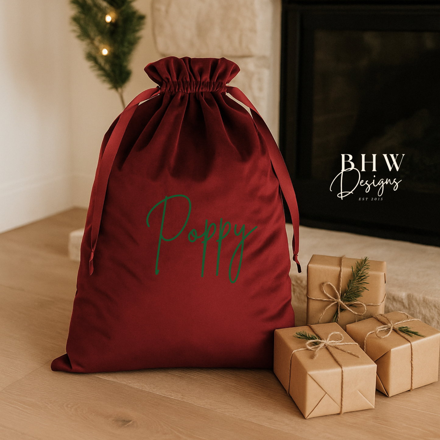 Velvet Gift Sack - Ruby Red