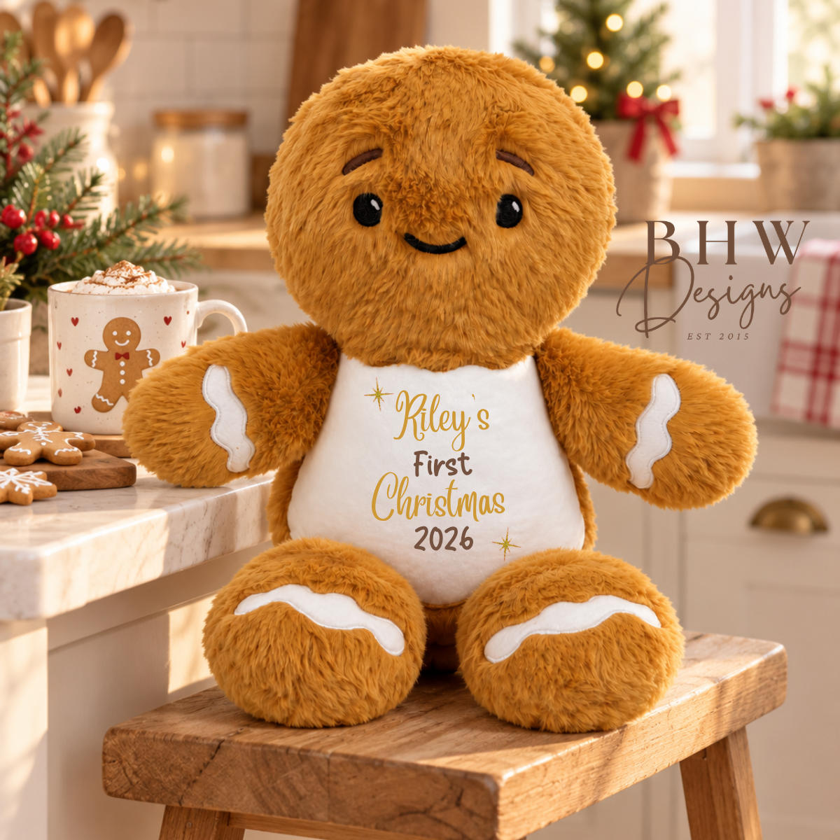 Personalised First Christmas Gingerbread man Soft Toy