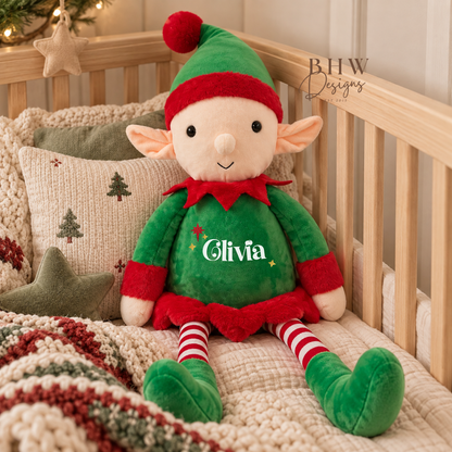Personalised Name Elf Christmas Large Soft Toy
