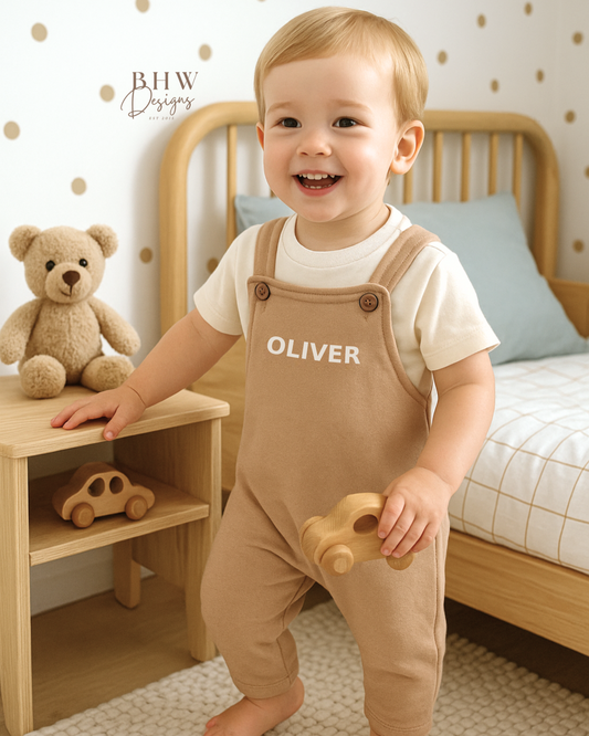 Personalised Dungarees - Stone
