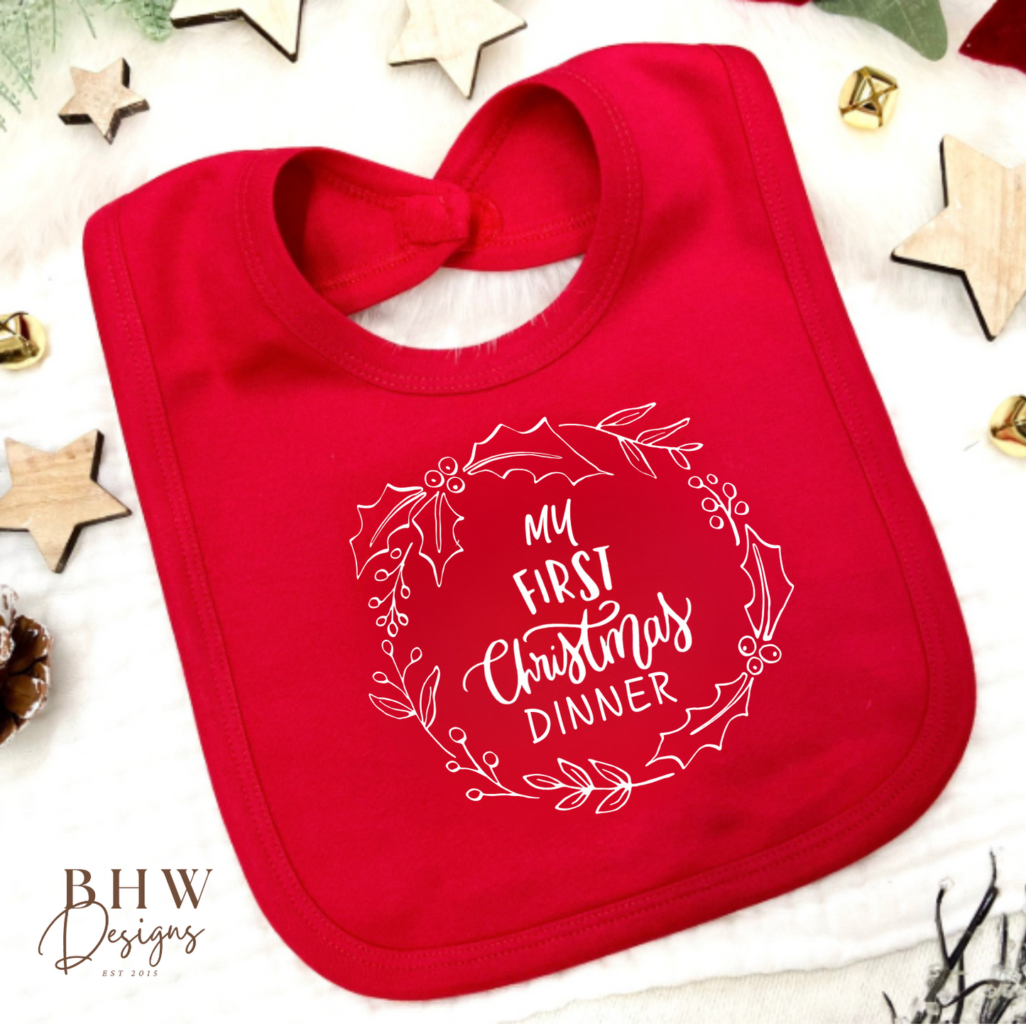 My First Christmas Dinner Red Bib