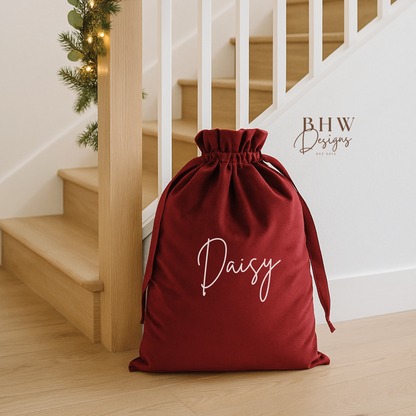 Velvet Gift Sack - Ruby Red