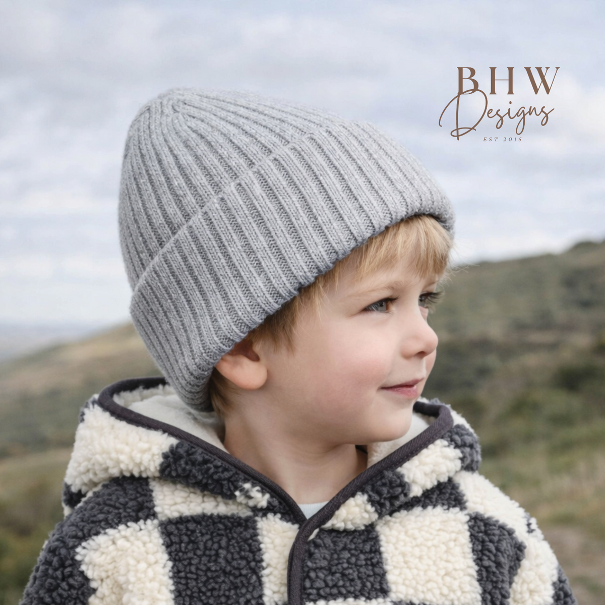 Organic Cotton Kids Beanie 3-7 years - Cloud Grey