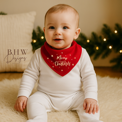 Merry Christmas Red Star Bandana Bib